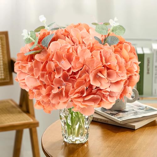 AVIVIHO 60 pcs Fall Flowers Terracotta Fake Flowers Hydrangea Artificial Flowers Bulk Realistic Faux Hydrangeas Silk Flowers with Stems for Party,Home,Weddings,Indoor or Outdoor Decorations - color: Terracotta, size: 60PCS