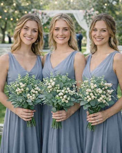 60 Pcs Mixed Artificial Eucalyptus Leaves Stems Bulk, 5Kinds Fake Greenery Silver Dollar Leaves Dried Eucalyptus Bundle with White Seeds Berry for DIY Bouquets Floral Arrangement Wedding Vase