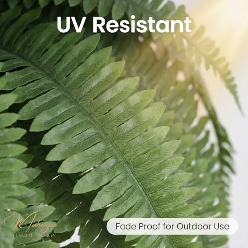 Muhanjia 56” Silky Artificial Boston Fern, 128 Fronds Large Hanging Plants for Outside Planter,Bush Floor Plants Large for Home Decor Porch Patio Garden Indoor Outdoor (JY-128Fronds1PcsGreen) - color: Jy-128fronds1pcsgreen