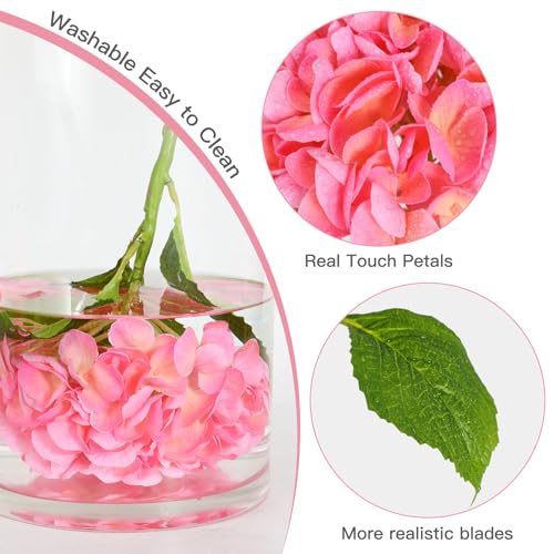 Nubry 4Pcs Pink Hydrangea Artificial Flowers, 22.5In Latex Faux Real Touch Large Hydrangea Flowers with Long Stems & Leaves for Home Office Decor Wedding Party Arrangements(Pink) - color: Pink, size: 4 Pcs