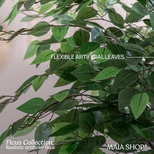 Maia Shop Artificial Tree Plant for House, Apartment or Office – Realistic Fake Indoor Plants for Living Room, Kitchen, Bedroom, Entryway, 5ft, Ficus - color: Ficus, size: 5ft