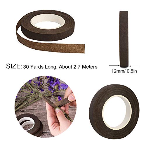 Floral Arrangement Tool Kit, Woohome Floral Kit with 2 Style Floral Tapes, 26 Gauge Stem Wire, Brown Cable Tie and Bamboo Stick for Floral Design Lovers