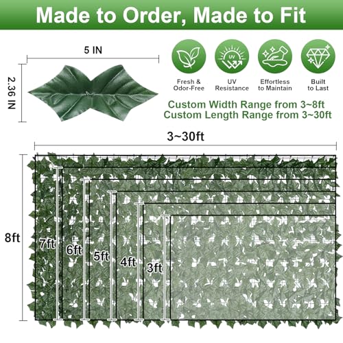 Artificial Ivy Privacy Fence Screen, 3.3ft x 13ft UV-Anti Faux Greenery Backdrop, Used for Patio, Balcony, Garden, Backyard Indoor Outdoor Green Wall Decor - size: 3.3ft x 13ft