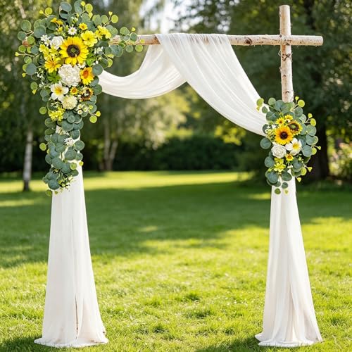 Odouzy Wedding Arch Flowers Kit,Artificial Flower Arch Decor,2pcs Artificial Flower Arrangement for Wedding Decor Reception Backdrop Floral Decorations (Yellow&Sunflower) - color: Yellow&sunflower