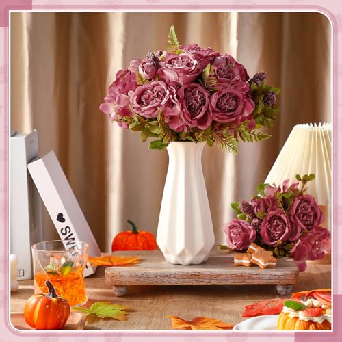 Yunsailing 8 Packs Artificial Peony Flowers Faux Silk Hydrangea Bouquet Vintage Wedding Home Table for Door Decor Reusable Bouquet of Rose Flowers for Valentine Wedding Birthday Party(Bean Paste Pink) - color: Bean Paste Pink, style: Hydrangea