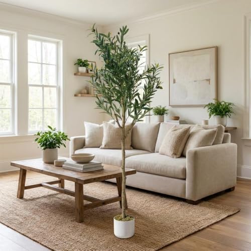 OUTLANE 5 FT Artificial Olive Tree with 22 Realistic Fruits, Faux Potted Plant for Indoor and Outdoor, Tall Fake Tree for Living Room, Office, Porch, Patio & Modern Farmhouse Decor