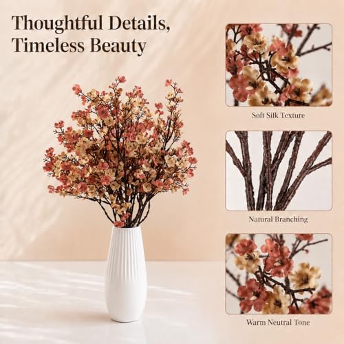 Mandy's 6 Bundles Artificial Beige Brown Baby’s Breath Flowers | 18.5 Inch Silk Gypsophila European Style Modern Home Decor Centerpiece Neutral Wedding Flower Arrangements - color: Beige Brown