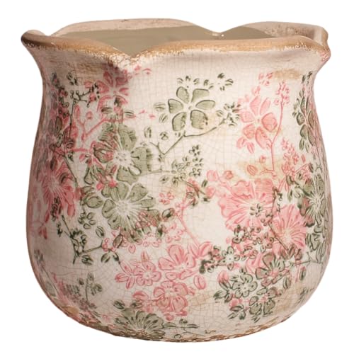 Ceramic Pots for Plants, Vintage Plant Pot with Drainage Hole, 6.11in. Planter for Indoor Plants, Crackle Glaze Finish Flower Pot, Perfect Tuscan Ceramic Planter for Gardening, Pastel Meadow - color: Pastel Meadow
