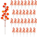 32 Pack Fall Berry Stems, Fall Floral Picks and Sprays 8 Inch Orange Artificial Berry Branches for Autumn Thanksgiving Home Decorations