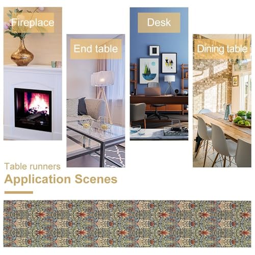 William Morris Style Plant Table Runner for Table Decor, Rustic Art Tree Lemon Vintage Botanical Printed for Kitchen Dining Room Living Room Farmhouse Party Holiday Decorate 13" x 36" - color: William Morris_11, size: 13"W x 36"L (Pack of 1)