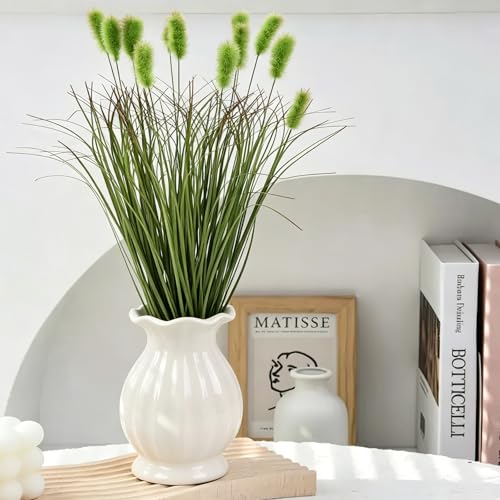FOIMAS 12pcs Artificial Grass Plants,17.7" Faux Shrubs Wheat Grass Greenery Stems Dog Tail for Indoor Outdoor Home Decor - size: 17.7