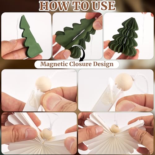 PAPER JAZZ Paper Ornaments for Christmas Tree,Angel Christmas Ornaments with Green Honeycomb Christmas Tree,Gold White Paper Snowflakes Hanging for Christmas Party,New Year,Wedding. - color: Angel