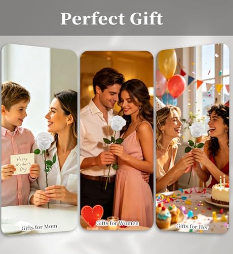 Preserved Flowers for Delivery,White Rose Bouquets That Last 5 Years,Birthday Flowers Gifts for Women Mom Grandma Wife Friends,Mothers Day Roses Gift,Romantic Floral for Anniversary or Valentine’s Day - color: White, size: Single Rose