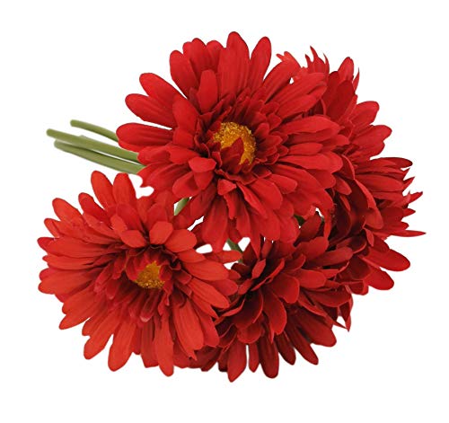 TOPIA Artificial African Daisies Flowers African Daisy Silk Flowers Artificial Gerbera Daisies Pack of 10 (Red) - color: Red, size: 10pcs