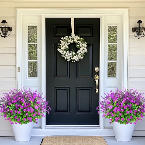 Yastouay Artificial Flowers for Outdoors UV Resistant, 9 Bundles Fuchsia Realistic Outdoor Artificial Plants & Flowers, Fake Outdoor Flowers Plants for Front Porch Window Box Garden Decoration - color: Fuchsia, size: 9 Bundles