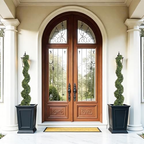 5ft Artificial Spiral Topiary Trees Outdoor Set of 2 – Faux Boxwood Bushes Shrubs, Fake Potted Plants for Front Porch Planter Indoor Outside Decor, UV Resistant 5 Foot - color: Light Green, size: 5ft
