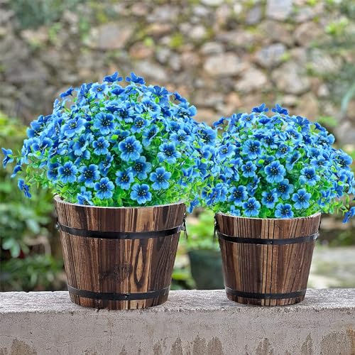 Artificial Flowers for Outdoors,8 Bundles UV Resistant Fake Outside Flowers Plastic Plants Outdoor Faux Flower for Garden Porch Window Box Home Decor(Blue) - color: Blue, size: 8 Bundles
