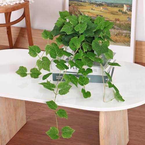 TOCHGREEN Artificial Plants Fake Pothos Ivy Plant Silk Plant for Home Decor Indoor in Pot,Faux Hanging Plant Realistic Small Faux Potted Plant for Bedroom Shelf Indoor Outdoor Decor (Green) - color: Green