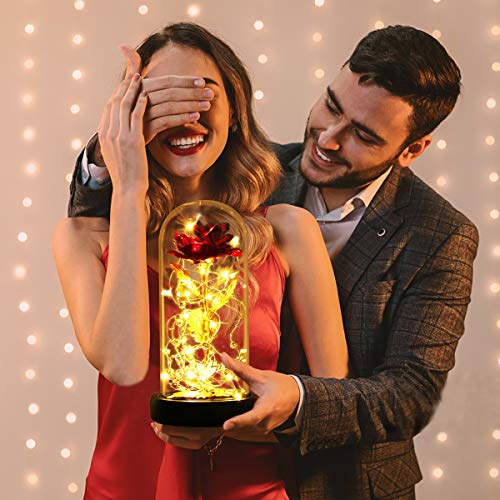 Mothers Day Rose Gifts for Mom, Birthday Gifts for Women, Flower Galaxy Glass Rose with 2 Light Modes Forever Eternal Colorful Gold Foil Rose in Glass Dome,Anniversary Valentines Women Gifts - color: Galaxy Rose