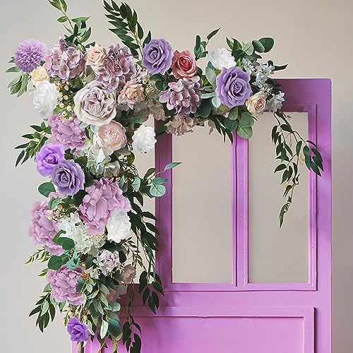 AGIRL Artificial Flowers Combo Silk Mix Purple Fake Flowers with Stems for DIY Wedding Bouquets Centerpieces Arrangements Table Chair Decor Baby Shower Home Decor - color: Purple