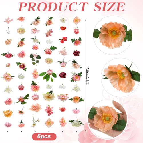 Suncalla 12 Pcs 70.8 ft Wildflower Garland Pre Strung Artificial Hanging Flower Vine Backdrop Decor from Ceiling Floating Silk Floral Garland for Garden Wedding Bridal Shower(Blossom,Multicolor) - color: Multi Color, style: Blossom