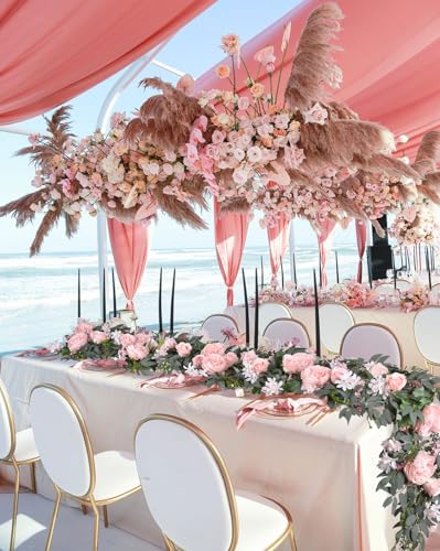 DearHouse 2Pack Artificial Peony Flower Garland - 6ft/Strand Silk Peony Flower Greenery Garland with Fake Willow Leaves for Wedding Ceremony Backdrop Party Table Centerpieces Decor (Pink) - color: Pink