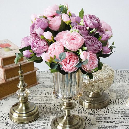 Artificial Peonies Flowers for Home Decor for Wedding Party Decor Rose Pink - color: Rose Red and Pink