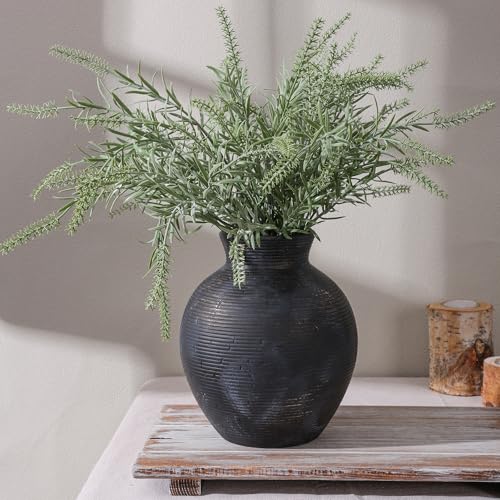 Ceramic Flower Vase Home Decor, 7.4 in Farmhouse Table Vase Retro Vintage Living Room Kitchen Bedroom Decoration Pottery Decorative Vases for Flowers House Shelf Office Desk Dining Entryway, BlackGold - color: 7.4 in - Black Gold