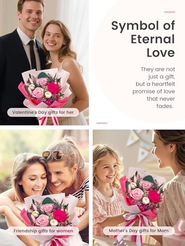 Polylove Flowers for Delivery Prime Forever Flowers Bouquet Preserved Roses Bouquet Flower Gift for Women Wife Mother Day Graduation Birthday (Hot Pink, Small) - color: Hot Pink, size: Small