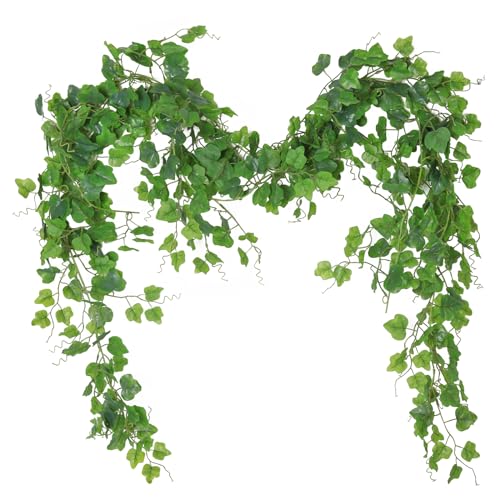 RECUTMS Artificial Vines Ivy Garland 2Pcs 6Ft Fake Hanging Vine Plants Faux Green Grape Leaves Greenery Indoor Outdoor Home Office Garden Wedding Jungle Beach Birthday Party Arch Table Spring Decor - color: Emerald Green