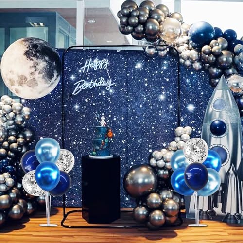 TONIFUL 4 Set Metallic Blue Silver Balloon Stand Centerpiece Table Decorations for Men's Birthday,Father's Day Retirement,Blue Party Decoration,Graduation Decorations 2026,Baby Shower - color: Metallic Blue Silver