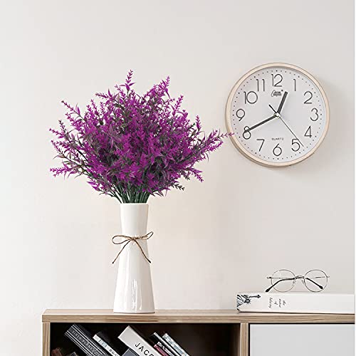 Outdoor Artificial Lavender Fake Flowers - 20 Bundles UV Resistant Outdoor Faux Plastic Flowers Plants Greenery Shrub for Indoor Outside Decoration(Fuchsia) - color: Fuchsia, size: 20 Bundles