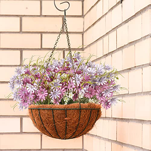 Artificial Flowers Wildflowers Silk Daisy Spring Fake Daisies Decoration Summer UV Resistant Colorful Mixed Bundles Faux Greenery Outdoor Plant Stem Filler for Home Decor Indoor Floral Arrangements - color: 07-purple