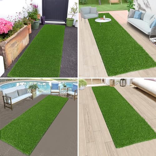 Bsmathom Artificial Grass Rug - 2x8Ft Indoor/Outdoor Dog Grass Mat, Fake Grass Turf Runner for Balcony, Garden, Lawn, Landscape - size: 2x8 Feet