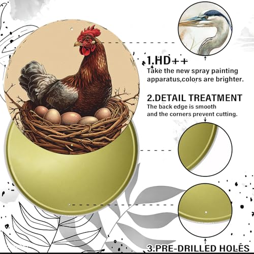 Chicken Coop Hen Vintage Metal Tin Sign Chicken Wreath Wall Decor Kitchen Farmhouse Outdoor Chicken Decor For Chicken Lovers Chicken House Decor 12 Inch - color: Thanksgiving 1, size: 12 inches