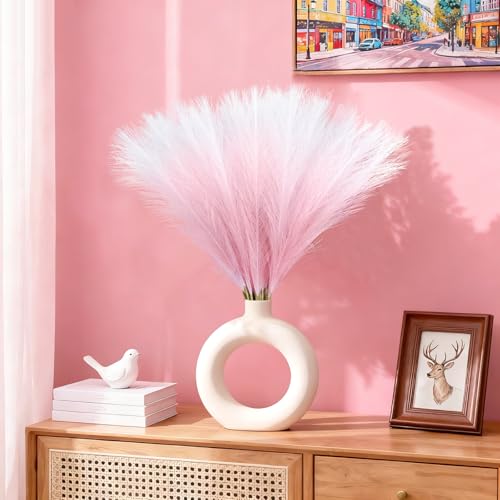 TORONTOKYO Pink Pampas Grass Decor, 50Pcs 21.6 inch, Artificial Short Faux Pompas Grass Small Fluffy Arrangement for Wedding Boho Home Pink Xmas Decor Vase Filler - color: Pink, size: 21.6inch-50Pcs