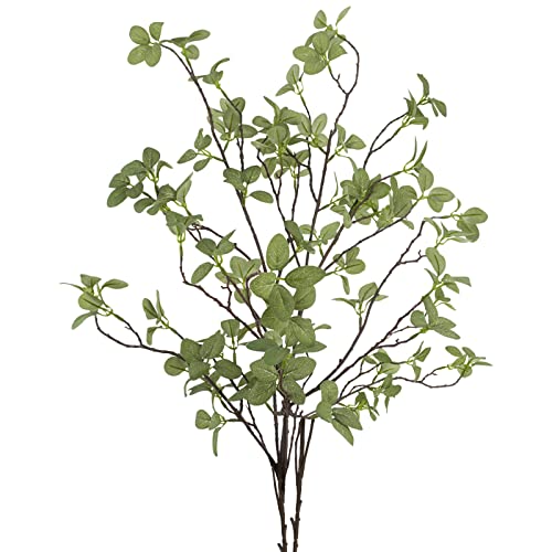 2 pcs Artificial Greenery Stems, 41.3’’ Tall Fake Plants Branches Faux Greenery Ficus Twig Leaf for Home Garden Shop Office Desk Decoration - color: Green, size: 2Pcs