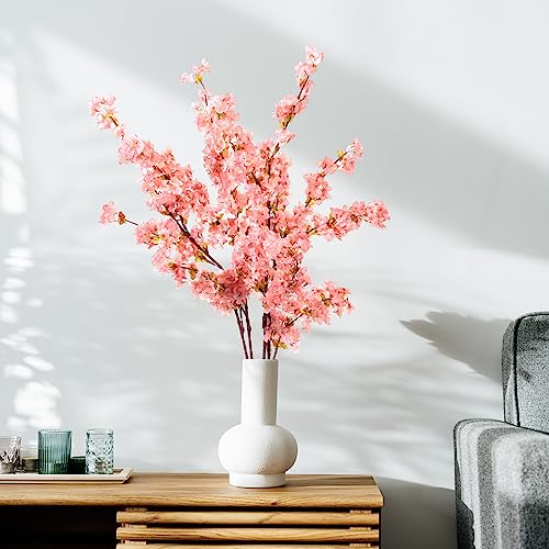 Giegxin 8 Pcs Silk Cherry Blossom Branches Cherry Blossom Tree Stems Long Stem Artificial Flowers for Tall Vase Flowers for Home Wedding Vase Floral Arrangements (Pink,39.4") - color: Pink, size: 39.4"