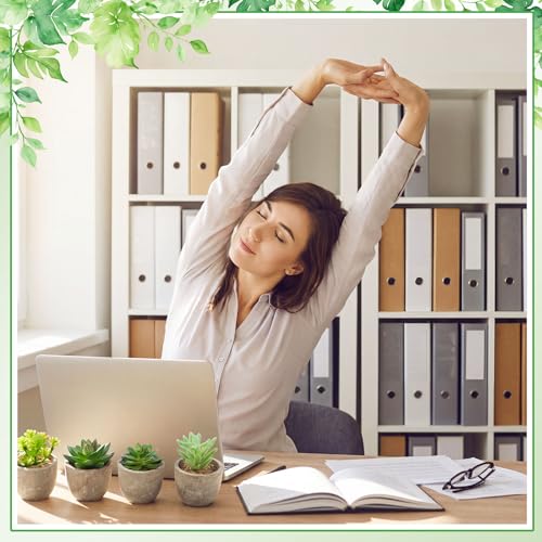 18 Pack Assorted Artificial Succulents in Retro Pulp Pots Bulk Fake Succulent Plants with Vintage Stone-Like Paper Pulp Pots Variety Set for Home, Office & Desk Decor - style: Unique Style