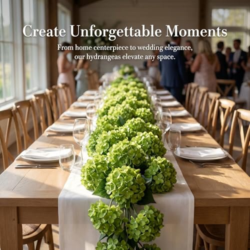 Green hydrangea artificial flowers 10pcs 22in faux hydrangea (10, green) | Bouquets Arrangement for Home Table Centerpieces Wedding Baby Shower Birthday Party Decoration - color: Green