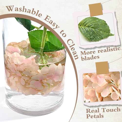 Beige Neutral Real Touch Hydrangea Artificial Flowers, Faux Hydrangea Flowers, Latex Faux Hydrangea Artificial Flowers for Vase, Front Porch Wedding Home Decor, Spring Fall Centerpiece, 3 Pcs - color: Beige, size: 3pcs