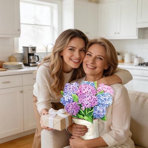 Airpark 3D Pop Up Paper Flowers Bouquet Card 12’‘ with Note & Envelope, Birthday Gifts, Get Well, Thank You, Greeting Cards for Women Mom Wife Friends, Nantucket Hydrangeas - style: Nantucket Hydrangeas