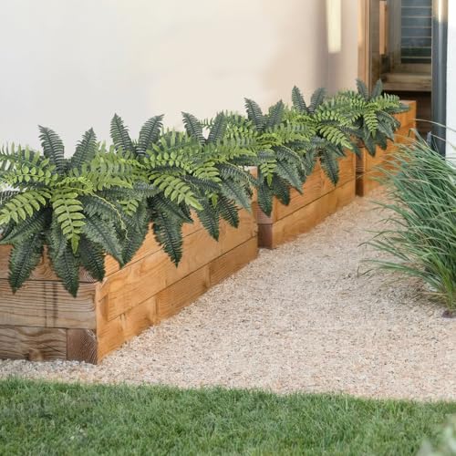 2 Pcs Artificial Boston Ferns for Outdoors UV Resistant Faux Fake Ferns 21" Artificial Plants Indoor for Patio Garden Outdoors Planter Farmhouse Windowsill Office Living Room Home Decor