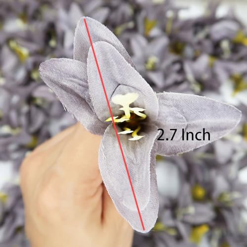 20 Pcs Artificial Lily Flower Head, Gray | Fake Flowers Heads, Simulation Small Lily, DIY Handmade, Wedding Photography Party Home Decoration - color: Grey