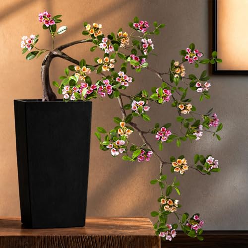 Large Artificial Bonsai Tree 3ft Fake Bonsai Artificial Cherry Blossom Tree Sakura Faux Bonsai for Home, Bedroom and Office Desk Japanese Decor (Mixed Color) - color: Mixed Color