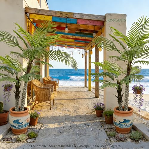 2 PCS Fake Palm Tree 7FT for Outdoor Indoor Decor,2 Trunks UV Resistant Faux Silk Plants Perfect for Outside Patio Poolside Yard Home Office Living Room Decor - color: 7ft*2-2pole