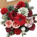 YYHUAWU Artificial Christmas Flowers Combo Box Set Fake Flowers Leaf with Stems for DIY Tree Ornaments Xmas Wreath Floral Arrangements Centerpieces - color: Chrismas Pink＆red