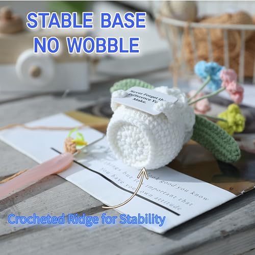 YOOJEE Forget-Me-Not Crochet Flower Potted Plant Gift | Difference You Make Gift, PET Display Box, Teacher Appreciation, Coworker, Employee, Thank You Gift, Handmade Desk Decor - color: E-never Forget the Difference You Make