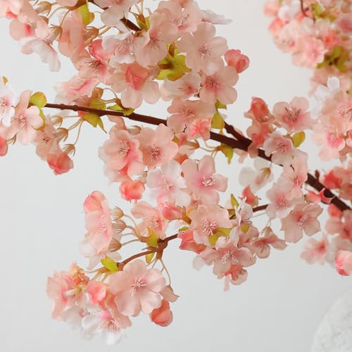 mizii 3Pcs Artificial Pink Cherry Blossom Branches 40" Fake Silk Cherry Blossoms Flowers with Long Stem for Wedding Decorations Table Centerpieces Vase Arrangement Home Decor (Pink) - color: Pink