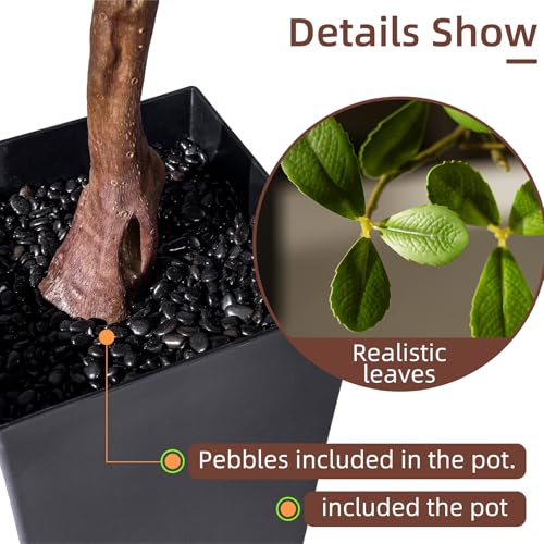 Artificial Bonsai Tree Fake Plant in Pot 2.6FT Artificial Flowers Plants Artificial Spring Flowers Tree Bonsai with Lifelike Leaves Realistic Flowers for Living Room Stairwell Patio Decor(Rose Red) - color: Rose Red